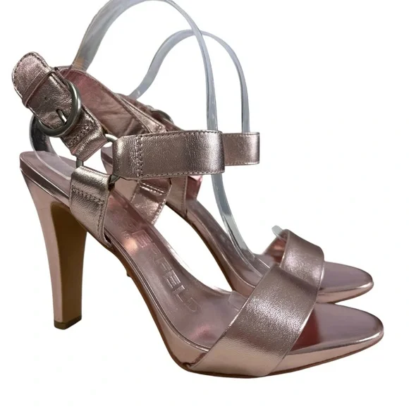 NWOT Karl Lagerfeld Paris Cieone Metallic Leather Ankle Strap Sandals Size 8.5M - Picture 3 of 16